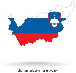 Map Canton of Valais (Switzerland) in Slovenia flag colors, editable vector. 