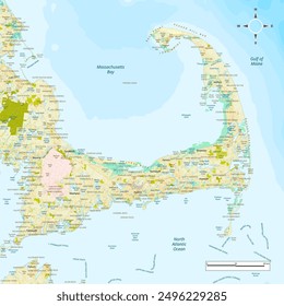 Map of Cape Cod, Massachusetts, USA