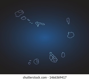 Map of Cape Verde - Abstract mash line and point scales on circuit dark background. symbol for your web site design map logo, app, ui,Travel. Vector illustration eps 10.