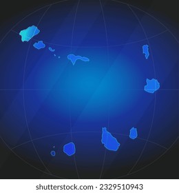 Map of Cape Verde in blue color. Template for website, annual report, news, infographics. Vector Illustration 