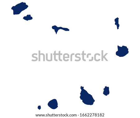 Map of the Cape Verde in blue colour