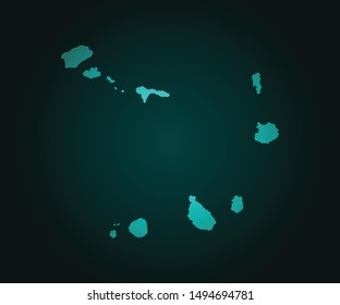 Map of Cape Verde green vector isolated on dark background. High detailed green vector map, Cape Verde symbol for your web site design map - Vector illustration eps 10.