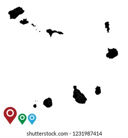 Map of Cape Verde, High Detailed Map of Cape Verde isolated on white background.Vector illustration eps 10