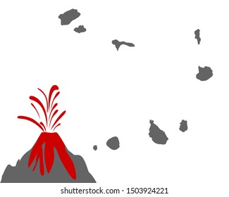 Map of the Cape Verde Islands with volcano 