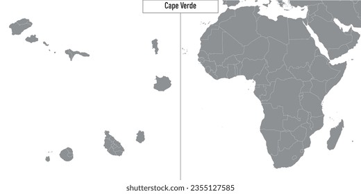 map of Cape Verde and location on Africa map. Vector illustration