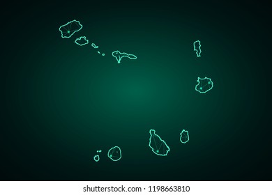 Map of Cape Verde, network line, design sphere, dot and structure on dark background with Map Cape Verde, Circuit board. Vector illustration. Eps 10