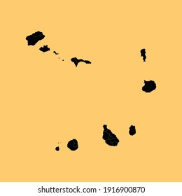 Map of Cape Verde  on Yellow background, Vector EPS 10