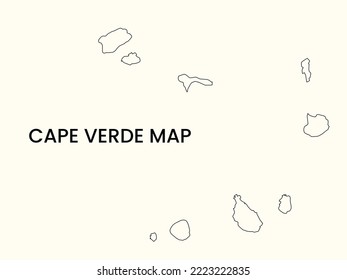 Map of Cape Verde, Outline Map Cape Verde vector Illustration, Map of Cape Verde with an outline. Cape Verde map.