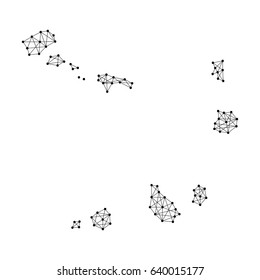 Map of Cape Verde from polygonal black lines and dots of vector illustration