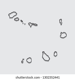 map of Cape Verde with shadow on gray background.eps10