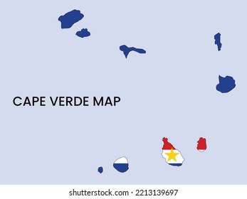 Map of Cape Verde, Cape Verde Map vector Illustration,  Map of Cape Verde With The National Flag.