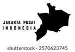 MAP OF THE CAPITAL CITY OF INDONESIA, JAKARTA. IN BLACK. JAKARTA PUSAT, CENTRAL JAKARTA, INDONESIA VECTOR MAP.