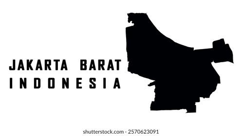 MAP OF THE CAPITAL CITY OF INDONESIA, JAKARTA. IN BLACK. JAKARTA BARAT, WEST JAKARTA, INDONESIA VECTOR MAP.