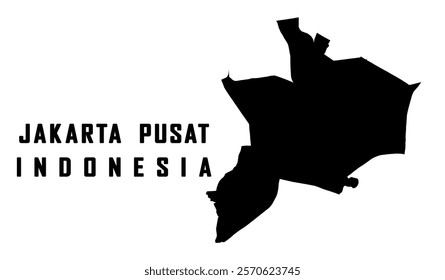 MAP OF THE CAPITAL CITY OF INDONESIA, JAKARTA. IN BLACK. JAKARTA PUSAT, CENTRAL JAKARTA, INDONESIA VECTOR MAP.