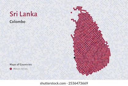 Mapa de Sri Lanka con la capital de Colombo en mosaico	