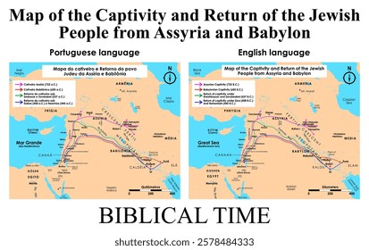 Map of the Captivity and Return of the Jewish People from Assyria and Babylon