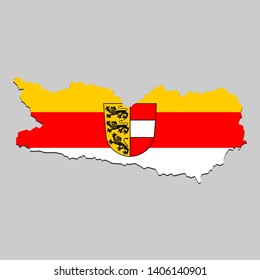 Map of Carinthia is a state Austria with flag. Vector Illustration