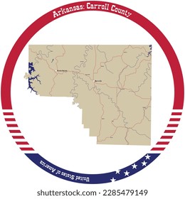 Map of Carroll County in Arkansas, USA arranged in a circle. svg