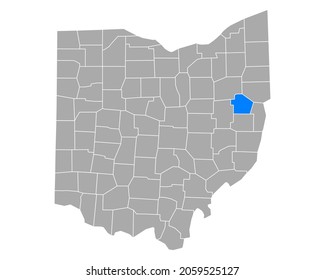 Karte von Carroll in Ohio auf Weiß