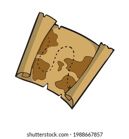 Map cartoon illustration on white background Vector illustration