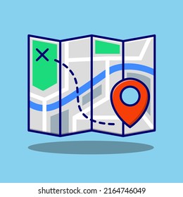imagen de icono del vector de cartografía de mapa objeto aislado