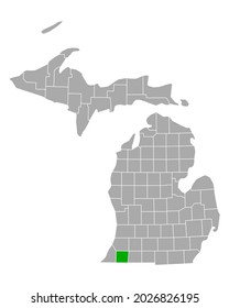 Map of Cass in Michigan on white