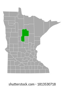 Map of Cass in Minnesota on white