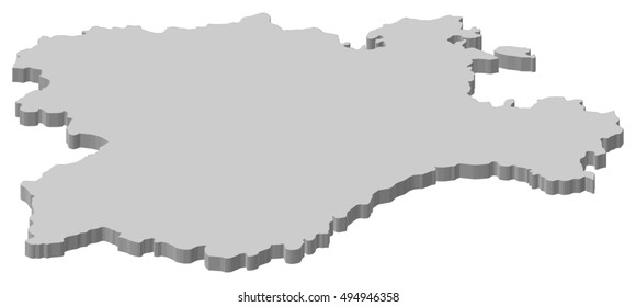 Map - Castile and Leon (Spain) - 3D-Illustration