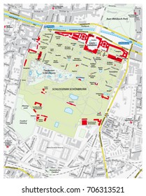 Map of the castle and palace park Schoenbrunn, Vienna, Austria