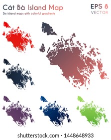 Map of Cat Ba Island with beautiful gradients. Appealing set of island maps. Glamorous vector illustration.