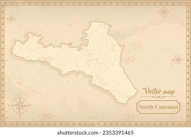 Map of Caucasus Emirate in the old style, brown graphics in retro fantasy style.