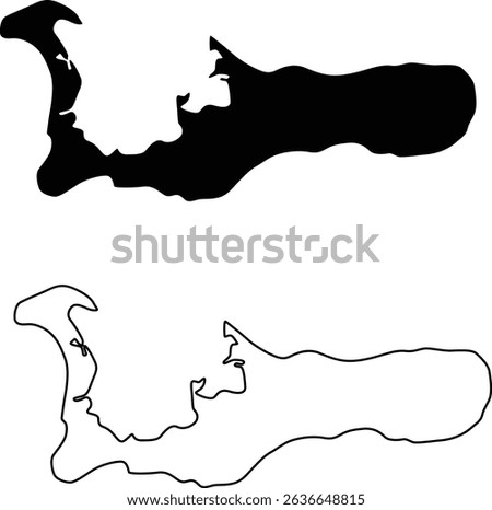 Map of Cayman Island UK Silhouette Flat and Outline Design