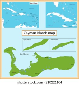Map of the Cayman Islands islands drawn with high detail and accuracy