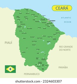 Mapa de ilustraciones vectoriales de Ceara en Brasil