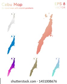 Map of Cebu with beautiful gradients. Appealing set of island maps. Creative vector illustration.