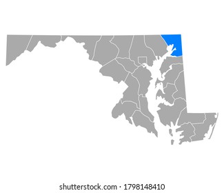 Map of Cecil in Maryland on white