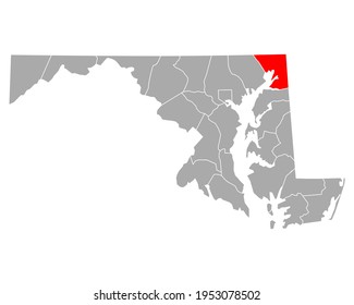Map of Cecil in Maryland on white