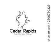 Map Of Cedar Rapids Iowa City Illustration Creative Design