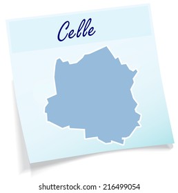 Map of Celle as sticky note in blue