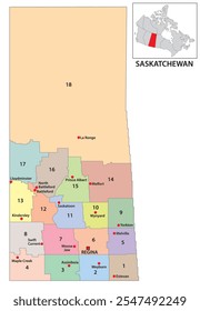 Karte der Wahlbezirke Saskatchewan, Kanada