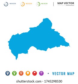 Map of Central African blue and set pin icon.