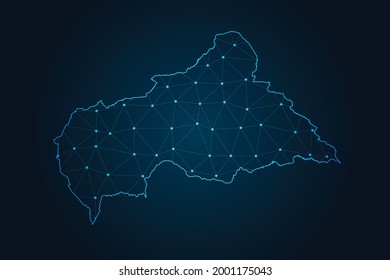 Map of central African Republic , Abstract mash line and point scales on dark background for your web site design map logo, app, ui,Travel. Vector illustration eps 10.