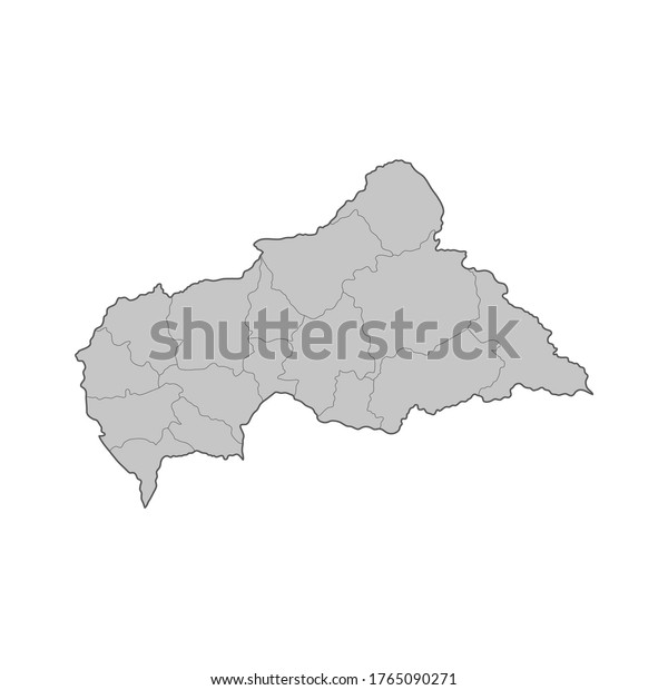Map of Central African Republic divided to\
regions. Outline map. Vector\
illustration.