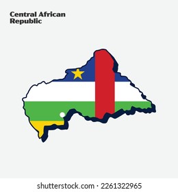 Map of Central African Republic with flag. Vector illustration. Eps 10