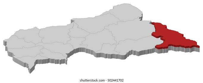Map - Central African Republic, Haut-Mbomou - 3D-Illustration