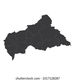 Map of Central African Republic, Central African Republic - map, High detailed - black map of Central African Republic on white background. Vector illustration eps 10.
