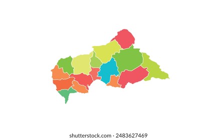 Map of Central African Republic isolated modern colorful style. for website layouts, background, education, precise, customizable, Travel worldwide, map silhouette backdrop, earth geography.