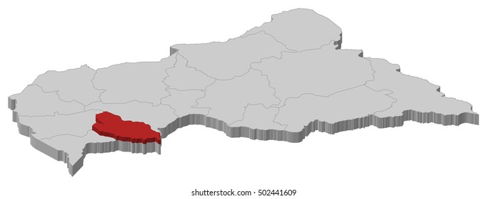 Map - Central African Republic, Lobaye - 3D-Illustration