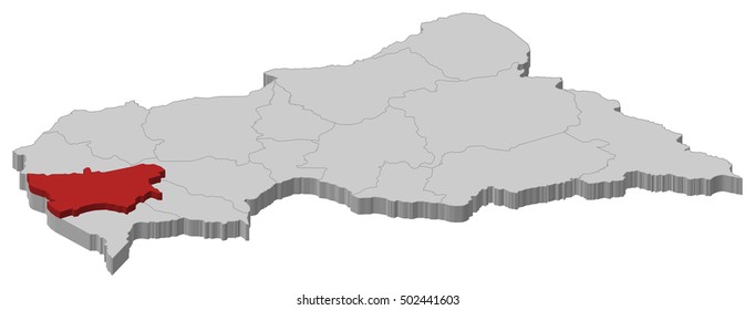 Map - Central African Republic, Mambere-Kadei - 3D-Illustration