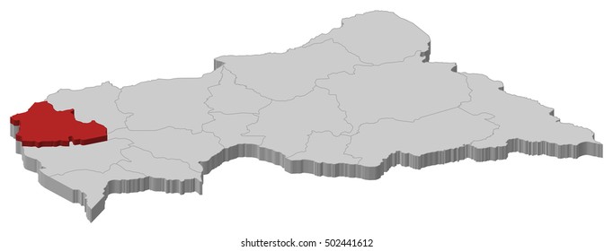 Map - Central African Republic, Nana-Mambere - 3D-Illustration
